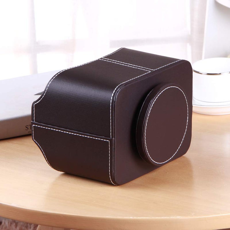 PUSU Remote Control Holder PU Leather 360 Degrees Rotatable Desktop Supply Organizer Storage Box for Controllers Media Stationery Nightstand TV Caddy E-reader iPad Phone Pen/Pencil Cosmetic(Brown) - Image 4